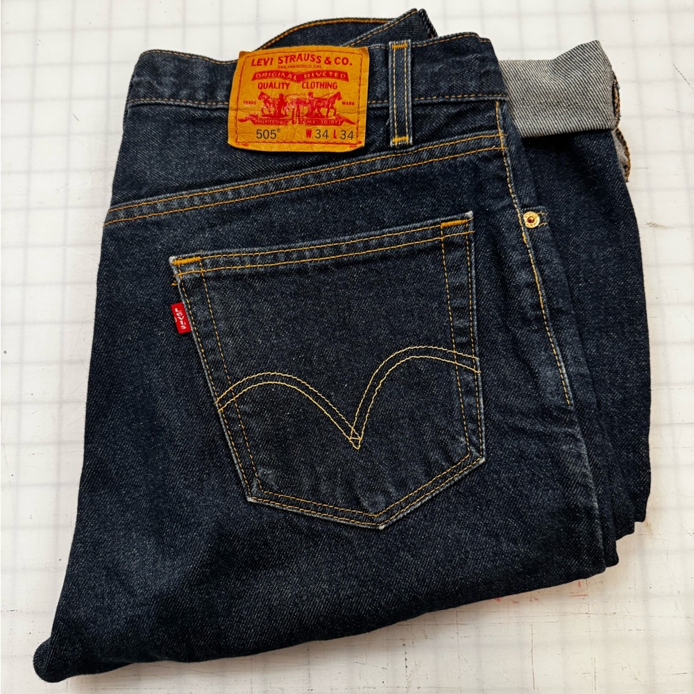 Vintage 505 Levi's Men's Dark Indigo Straight Jeans 34x34